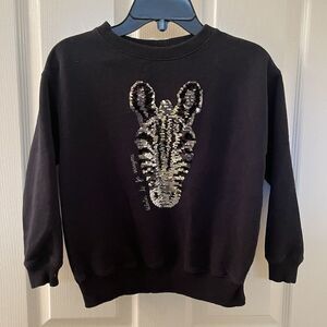 Zara Kids Black Flip Sequin Zebra Sweatshirt Girls Size 9